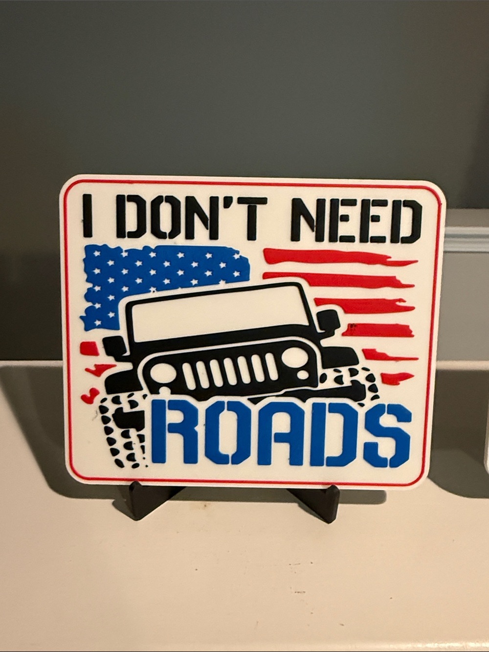 Off-Road Edition 4x4 3D printed sign and coaster  - Black and Red/Blue - Picture 3 of 7